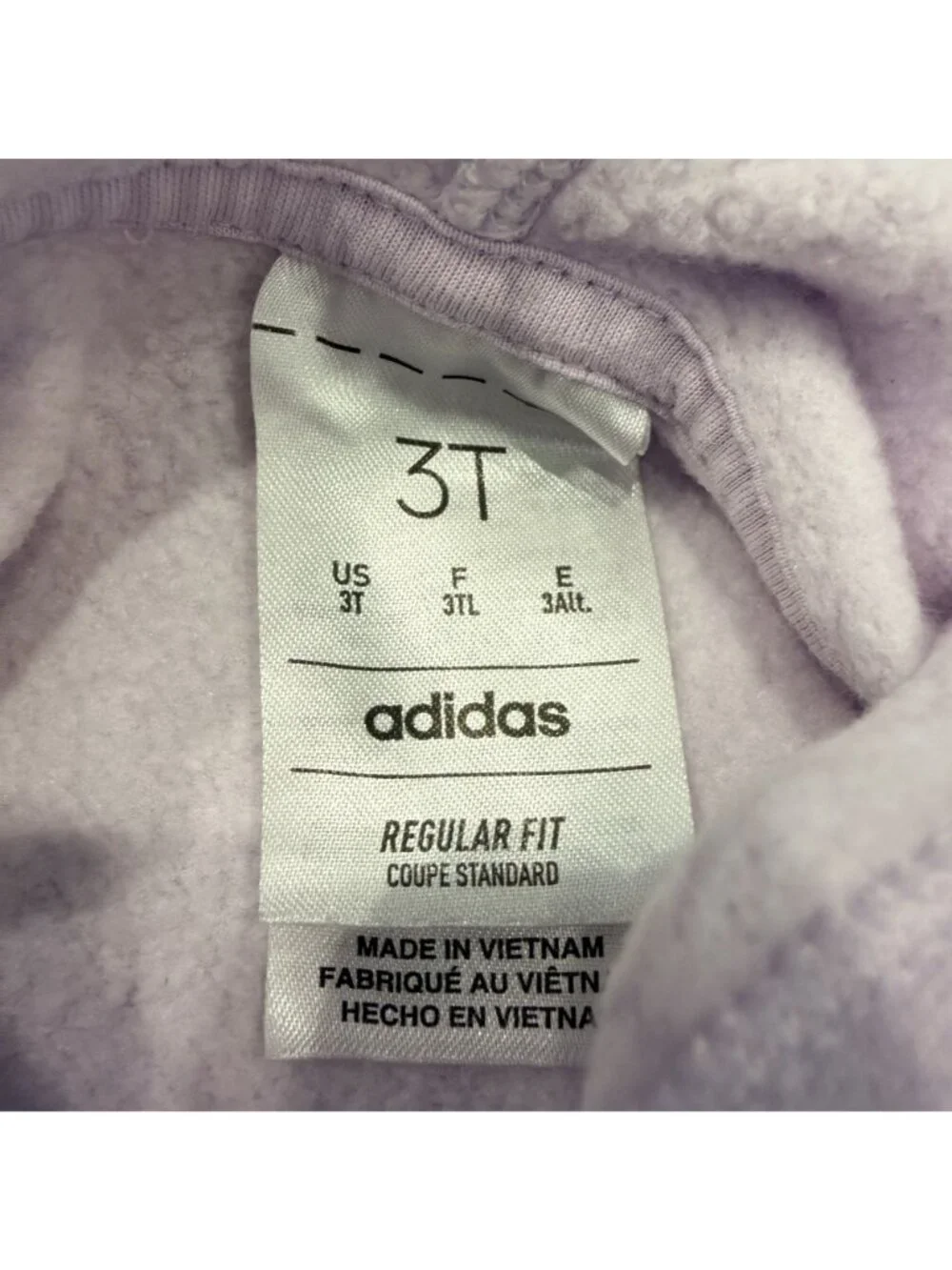 Adidas Toddler Girls 3T Lavender Lilac Hoodie Sweatshirt Pullover